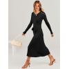 imageANRABESS Women Long Sleeve V Neck Aline Tie Waist Slim Fit Ribbed Knit Bodycon Midi Sweater Dress 2025 Fall Trendy OutfitsBlack
