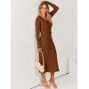 imageANRABESS Women Long Sleeve V Neck Aline Tie Waist Slim Fit Ribbed Knit Bodycon Midi Sweater Dress 2025 Fall Trendy OutfitsCaramel