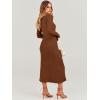 imageANRABESS Women Long Sleeve V Neck Aline Tie Waist Slim Fit Ribbed Knit Bodycon Midi Sweater Dress 2025 Fall Trendy OutfitsCaramel
