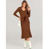 imageANRABESS Women Long Sleeve V Neck Aline Tie Waist Slim Fit Ribbed Knit Bodycon Midi Sweater Dress 2025 Fall Trendy OutfitsCaramel