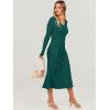 imageANRABESS Women Long Sleeve V Neck Aline Tie Waist Slim Fit Ribbed Knit Bodycon Midi Sweater Dress 2025 Fall Trendy OutfitsDeep Green