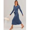 imageANRABESS Women Long Sleeve V Neck Aline Tie Waist Slim Fit Ribbed Knit Bodycon Midi Sweater Dress 2025 Fall Trendy OutfitsDusty Blue