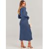 imageANRABESS Women Long Sleeve V Neck Aline Tie Waist Slim Fit Ribbed Knit Bodycon Midi Sweater Dress 2025 Fall Trendy OutfitsDusty Blue
