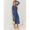 imageANRABESS Women Long Sleeve V Neck Aline Tie Waist Slim Fit Ribbed Knit Bodycon Midi Sweater Dress 2025 Fall Trendy OutfitsDusty Blue