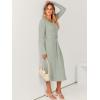 imageANRABESS Women Long Sleeve V Neck Aline Tie Waist Slim Fit Ribbed Knit Bodycon Midi Sweater Dress 2025 Fall Trendy OutfitsGreen