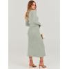 imageANRABESS Women Long Sleeve V Neck Aline Tie Waist Slim Fit Ribbed Knit Bodycon Midi Sweater Dress 2025 Fall Trendy OutfitsGreen