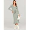imageANRABESS Women Long Sleeve V Neck Aline Tie Waist Slim Fit Ribbed Knit Bodycon Midi Sweater Dress 2025 Fall Trendy OutfitsGreen
