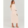 imageANRABESS Women Long Sleeve V Neck Aline Tie Waist Slim Fit Ribbed Knit Bodycon Midi Sweater Dress 2025 Fall Trendy OutfitsLight Khaki