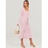 imageANRABESS Women Long Sleeve V Neck Aline Tie Waist Slim Fit Ribbed Knit Bodycon Midi Sweater Dress 2025 Fall Trendy OutfitsPink
