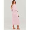 imageANRABESS Women Long Sleeve V Neck Aline Tie Waist Slim Fit Ribbed Knit Bodycon Midi Sweater Dress 2025 Fall Trendy OutfitsPink