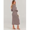 imageANRABESS Women Long Sleeve V Neck Aline Tie Waist Slim Fit Ribbed Knit Bodycon Midi Sweater Dress 2025 Fall Trendy OutfitsPink Almond