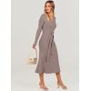 imageANRABESS Women Long Sleeve V Neck Aline Tie Waist Slim Fit Ribbed Knit Bodycon Midi Sweater Dress 2025 Fall Trendy OutfitsPink Almond