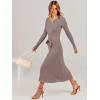 imageANRABESS Women Long Sleeve V Neck Aline Tie Waist Slim Fit Ribbed Knit Bodycon Midi Sweater Dress 2025 Fall Trendy OutfitsPink Almond