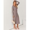 imageANRABESS Women Long Sleeve V Neck Aline Tie Waist Slim Fit Ribbed Knit Bodycon Midi Sweater Dress 2025 Fall Trendy OutfitsPink Almond