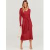 imageANRABESS Women Long Sleeve V Neck Aline Tie Waist Slim Fit Ribbed Knit Bodycon Midi Sweater Dress 2025 Fall Trendy OutfitsRed