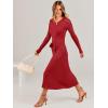 imageANRABESS Women Long Sleeve V Neck Aline Tie Waist Slim Fit Ribbed Knit Bodycon Midi Sweater Dress 2025 Fall Trendy OutfitsRed