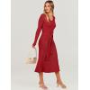 imageANRABESS Women Long Sleeve V Neck Aline Tie Waist Slim Fit Ribbed Knit Bodycon Midi Sweater Dress 2025 Fall Trendy OutfitsRed