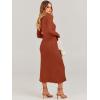 imageANRABESS Women Long Sleeve V Neck Aline Tie Waist Slim Fit Ribbed Knit Bodycon Midi Sweater Dress 2025 Fall Trendy OutfitsRust