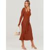 imageANRABESS Women Long Sleeve V Neck Aline Tie Waist Slim Fit Ribbed Knit Bodycon Midi Sweater Dress 2025 Fall Trendy OutfitsRust