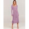 imageANRABESS Women Long Sleeve V Neck Aline Tie Waist Slim Fit Ribbed Knit Bodycon Midi Sweater Dress 2025 Fall Trendy OutfitsViolet
