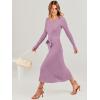 imageANRABESS Women Long Sleeve V Neck Aline Tie Waist Slim Fit Ribbed Knit Bodycon Midi Sweater Dress 2025 Fall Trendy OutfitsViolet