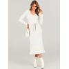 imageANRABESS Women Long Sleeve V Neck Aline Tie Waist Slim Fit Ribbed Knit Bodycon Midi Sweater Dress 2025 Fall Trendy OutfitsWhite
