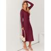 imageANRABESS Women Long Sleeve V Neck Aline Tie Waist Slim Fit Ribbed Knit Bodycon Midi Sweater Dress 2025 Fall Trendy OutfitsWine Red