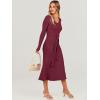imageANRABESS Women Long Sleeve V Neck Aline Tie Waist Slim Fit Ribbed Knit Bodycon Midi Sweater Dress 2025 Fall Trendy OutfitsWine Red
