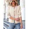 imageANRABESS Women Striped Cardigan Sweaters Button Down Cropped Knit Lady Jackets Coat 2025 Fall Outfits Spring Trendy ClothesApricot