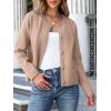 imageANRABESS Women Striped Cardigan Sweaters Button Down Cropped Knit Lady Jackets Coat 2025 Fall Outfits Spring Trendy ClothesKhaki