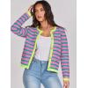 imageANRABESS Women Striped Cardigan Sweaters Button Down Cropped Knit Lady Jackets Coat 2025 Fall Outfits Spring Trendy ClothesPink Green