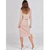 imageANRABESS Womens 2 Piece Outfits Sweater Dresses Set Midi Skirt Sets Long Sleeve Crop Top Bodycon Ribbed Knit Dress 2024 FallApricot