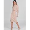 imageANRABESS Womens 2 Piece Outfits Sweater Dresses Set Midi Skirt Sets Long Sleeve Crop Top Bodycon Ribbed Knit Dress 2024 FallApricot