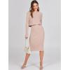 imageANRABESS Womens 2 Piece Outfits Sweater Dresses Set Midi Skirt Sets Long Sleeve Crop Top Bodycon Ribbed Knit Dress 2024 FallApricot