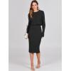 imageANRABESS Womens 2 Piece Outfits Sweater Dresses Set Midi Skirt Sets Long Sleeve Crop Top Bodycon Ribbed Knit Dress 2024 FallBlack