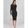 imageANRABESS Womens 2 Piece Outfits Sweater Dresses Set Midi Skirt Sets Long Sleeve Crop Top Bodycon Ribbed Knit Dress 2024 FallBlack