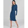 imageANRABESS Womens 2 Piece Outfits Sweater Dresses Set Midi Skirt Sets Long Sleeve Crop Top Bodycon Ribbed Knit Dress 2024 FallBlue