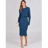 imageANRABESS Womens 2 Piece Outfits Sweater Dresses Set Midi Skirt Sets Long Sleeve Crop Top Bodycon Ribbed Knit Dress 2024 FallBlue