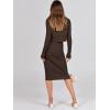 imageANRABESS Womens 2 Piece Outfits Sweater Dresses Set Midi Skirt Sets Long Sleeve Crop Top Bodycon Ribbed Knit Dress 2024 FallBrown