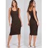 imageANRABESS Womens 2 Piece Outfits Sweater Dresses Set Midi Skirt Sets Long Sleeve Crop Top Bodycon Ribbed Knit Dress 2024 FallBrown