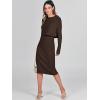 imageANRABESS Womens 2 Piece Outfits Sweater Dresses Set Midi Skirt Sets Long Sleeve Crop Top Bodycon Ribbed Knit Dress 2024 FallBrown