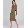 imageANRABESS Womens 2 Piece Outfits Sweater Dresses Set Midi Skirt Sets Long Sleeve Crop Top Bodycon Ribbed Knit Dress 2024 FallCoffee