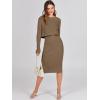 imageANRABESS Womens 2 Piece Outfits Sweater Dresses Set Midi Skirt Sets Long Sleeve Crop Top Bodycon Ribbed Knit Dress 2024 FallCoffee