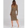 imageANRABESS Womens 2 Piece Outfits Sweater Dresses Set Midi Skirt Sets Long Sleeve Crop Top Bodycon Ribbed Knit Dress 2024 FallCoffee