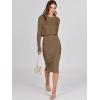 imageANRABESS Womens 2 Piece Outfits Sweater Dresses Set Midi Skirt Sets Long Sleeve Crop Top Bodycon Ribbed Knit Dress 2024 FallCoffee