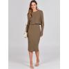 imageANRABESS Womens 2 Piece Outfits Sweater Dresses Set Midi Skirt Sets Long Sleeve Crop Top Bodycon Ribbed Knit Dress 2024 FallCoffee
