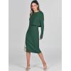 imageANRABESS Womens 2 Piece Outfits Sweater Dresses Set Midi Skirt Sets Long Sleeve Crop Top Bodycon Ribbed Knit Dress 2024 FallGreen