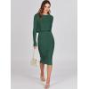 imageANRABESS Womens 2 Piece Outfits Sweater Dresses Set Midi Skirt Sets Long Sleeve Crop Top Bodycon Ribbed Knit Dress 2024 FallGreen