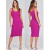imageANRABESS Womens 2 Piece Outfits Sweater Dresses Set Midi Skirt Sets Long Sleeve Crop Top Bodycon Ribbed Knit Dress 2024 FallHot Pink