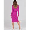 imageANRABESS Womens 2 Piece Outfits Sweater Dresses Set Midi Skirt Sets Long Sleeve Crop Top Bodycon Ribbed Knit Dress 2024 FallHot Pink